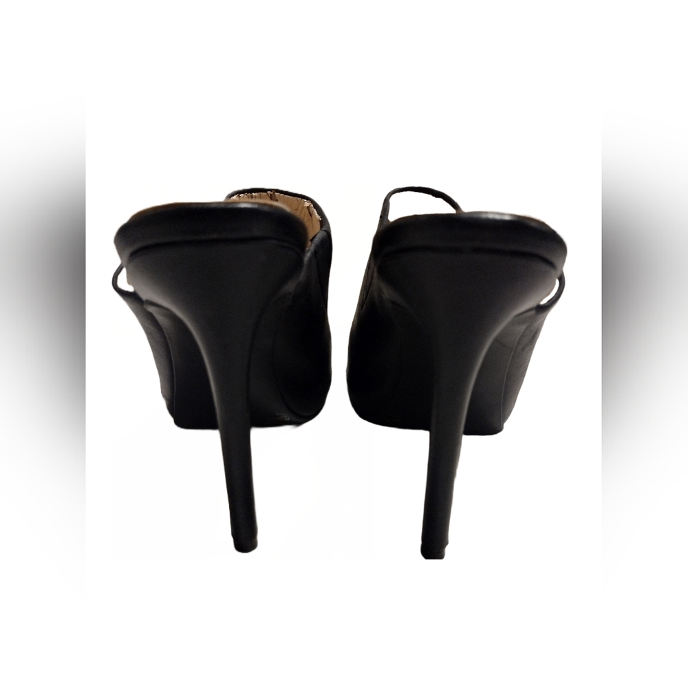 Jessica Simpson Rian Black Leather Slide Heel - Picture 6 of 7